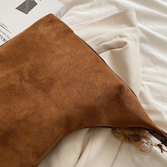 Winter Faux Suede Shoulder Bags For Women Solid Female Satchel