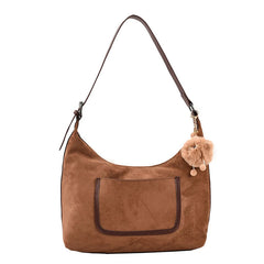 Winter Faux Suede Shoulder Bags For Women Solid Female Satchel