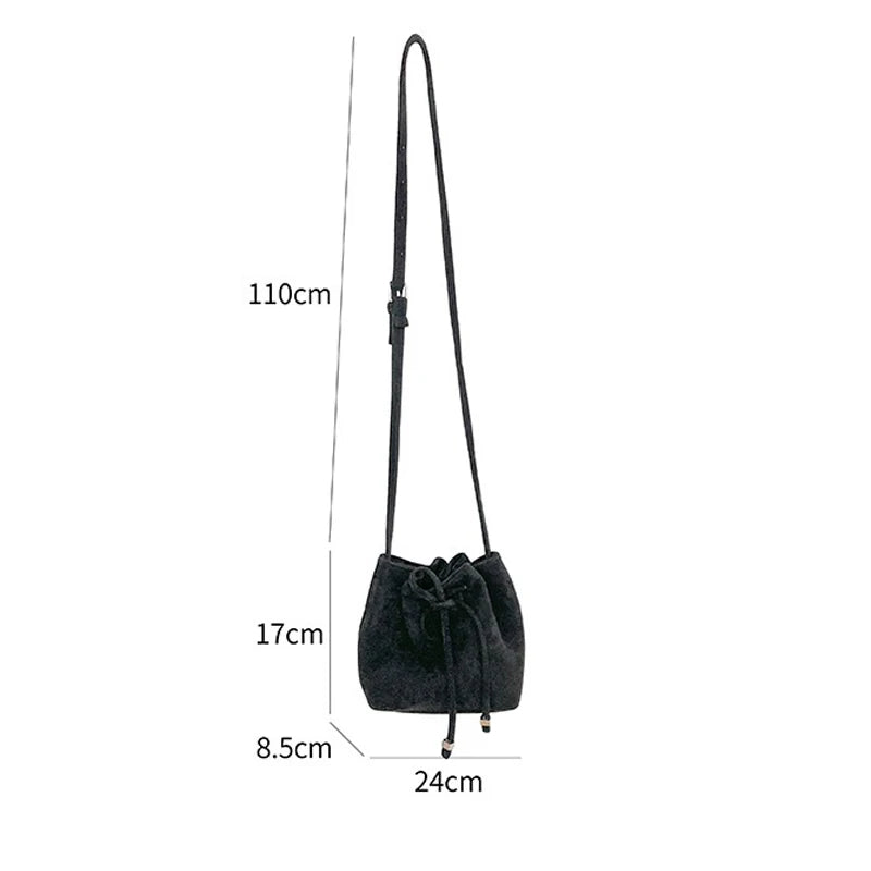 Winter Women?s Handbag Faux Suede Drawstring Bucket Bag
