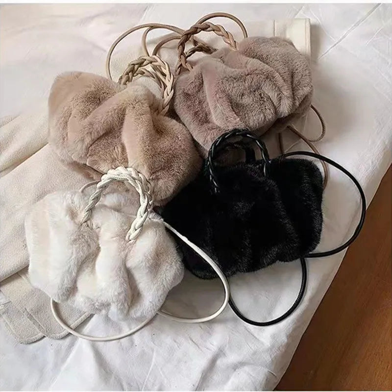 Winter Plush Cloud Bag for Women Faux Fur Crossbody Handbag