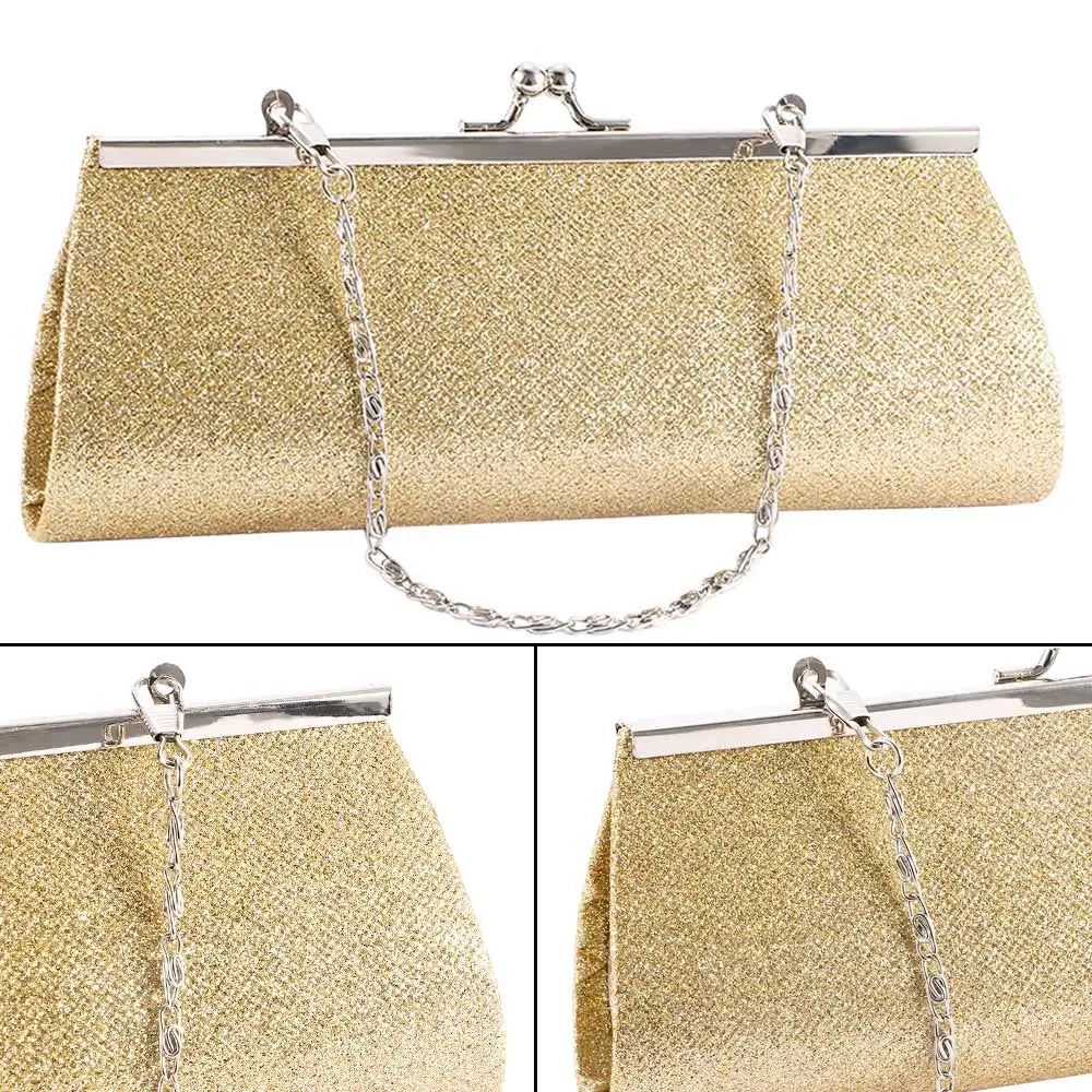 Glitter Clutch Purse Evening Party Wedding Bridal Chain Shoulder Bag
