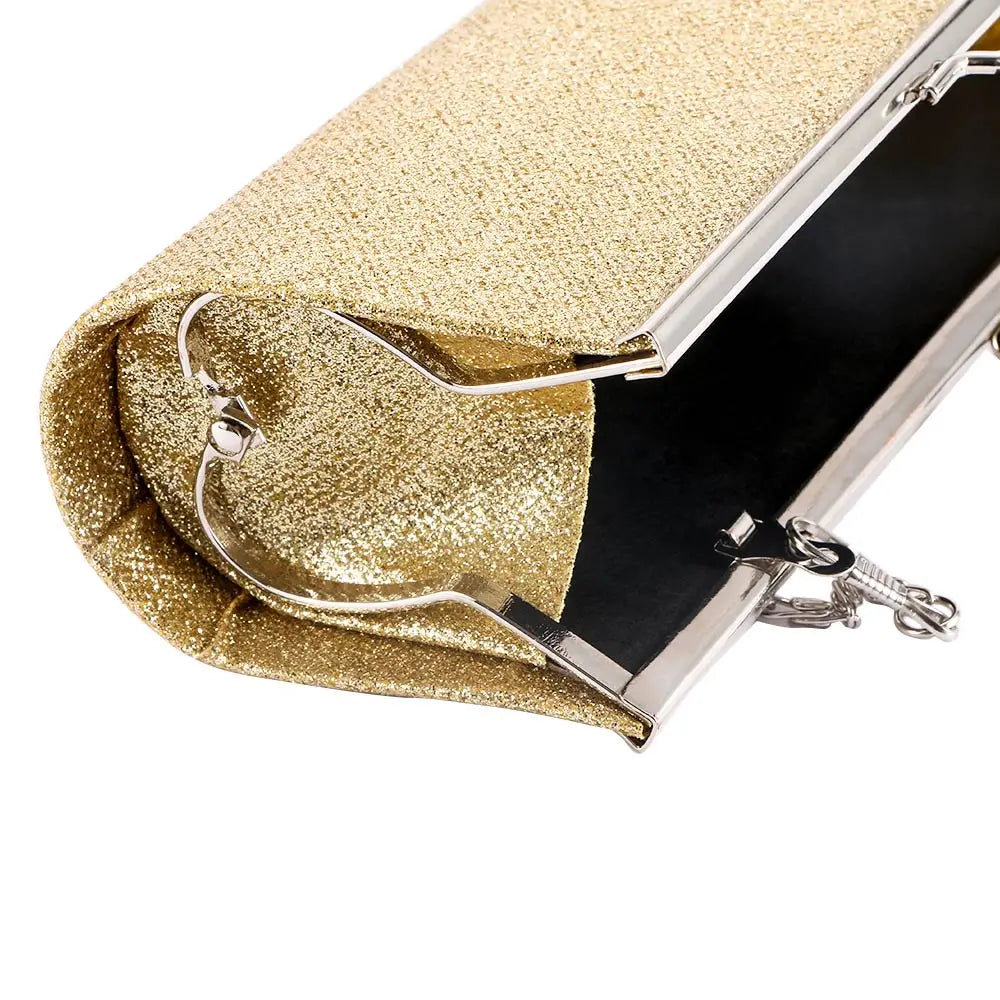 Glitter Clutch Purse Evening Party Wedding Bridal Chain Shoulder Bag