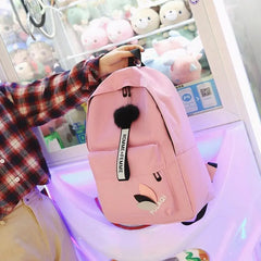 Teen Girls Canvas School Backpack Thin Small Travel Bag