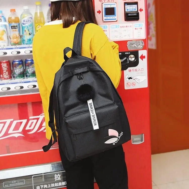 Teen Girls Canvas School Backpack Thin Small Travel Bag