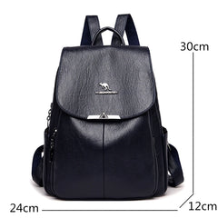 Women Backpack Soft Leather Large Capacity Travel Bag Tote