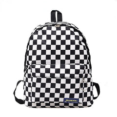 Plaid Nylon Daypack Laptop Travel Backpack