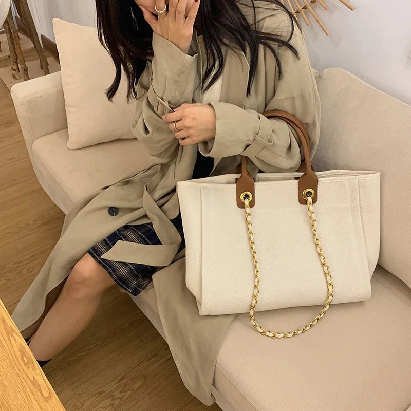 Canvas Handbags Large Shoulder Bags Ladies Tote Bags Female Casual Handbags