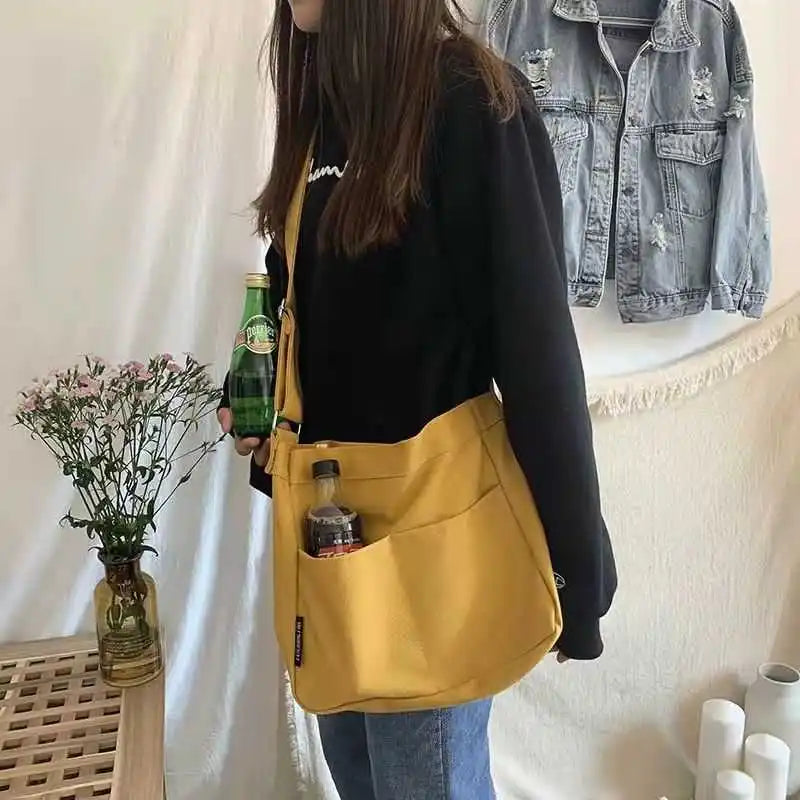 Women Canvas Tote Bag Solid Casual Handbag Shoulder Bag Large