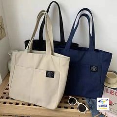 Women Canvas Tote Bag Solid Casual Handbag Shoulder Bag Large