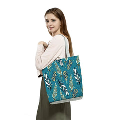 Women Casual Tote Feather Print Handbag High Capacity Travel Shoulder Bag
