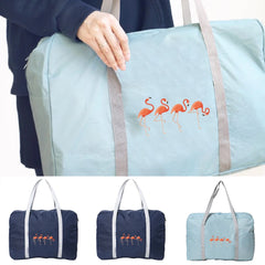 Flamingo Print Travel Handbag Large Capacity Organizer Zipper Tote Bag