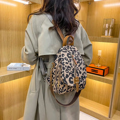 Leather Backpack Shoulder Bags Leopard Print School Travel Girls
