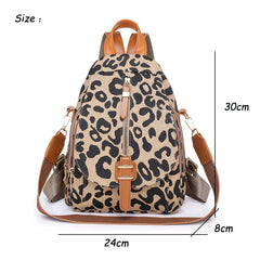 Leather Backpack Shoulder Bags Leopard Print School Travel Girls