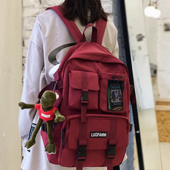 Women Nylon School Backpack with Anti Theft Rucksack