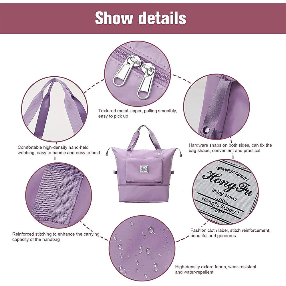 Women Shoulder Travel Bag Luggage Gym Yoga Sport Large Capacity Duffle Tote