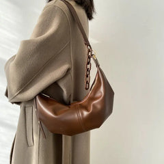 Soft Leather Handbags Vintage Crossbody Bags Chains Shoulder Bags