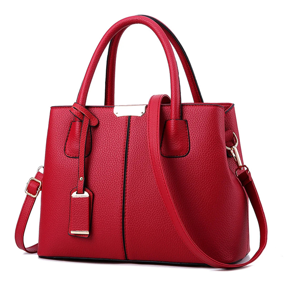 Solid Style Leather Handbag Large Capacity Shoulder Messenger Pack