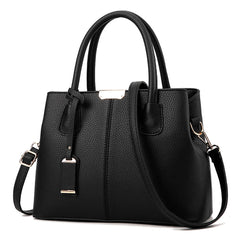 Solid Style Leather Handbag Large Capacity Shoulder Messenger Pack