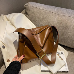 Soft Leather Women's Postman Shoulder Bag Solid Women's Big Bag