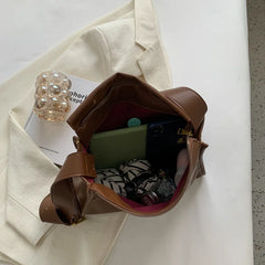 Soft Leather Women's Postman Shoulder Bag Solid Women's Big Bag