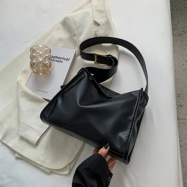 Soft Leather Women's Postman Shoulder Bag Solid Women's Big Bag