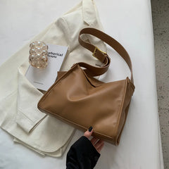 Soft Leather Women's Postman Shoulder Bag Solid Women's Big Bag