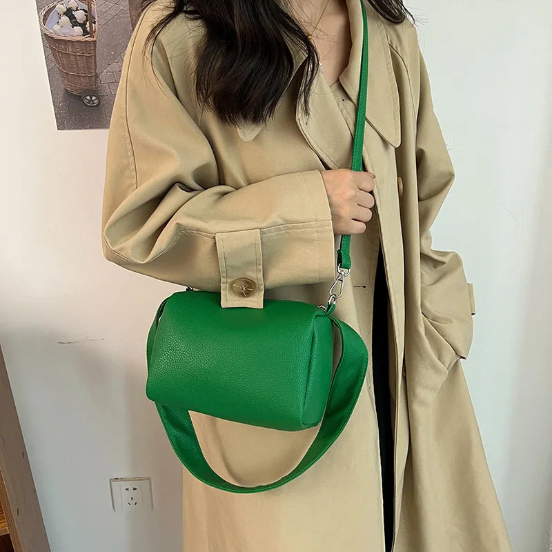 Women's Green Shoulder Bag Soft Pu Leather Messenger Handbag
