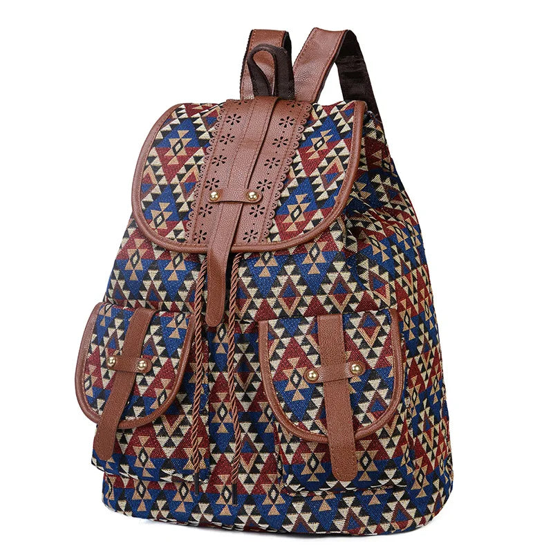 Ethnic Retro Pattern Waterproof Canvas Women's Backpack