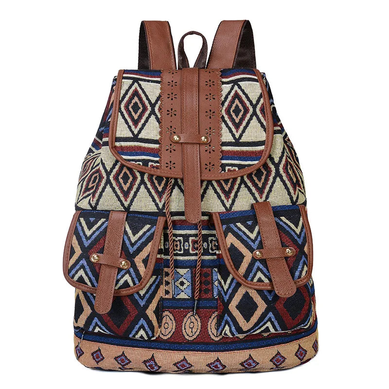 Ethnic Retro Pattern Waterproof Canvas Women's Backpack