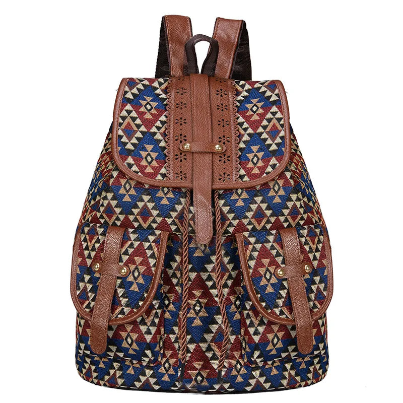 Ethnic Retro Pattern Waterproof Canvas Women's Backpack