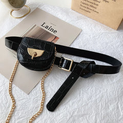 Women's Chain Waist Bag with PU Leather Belt and Wallet
