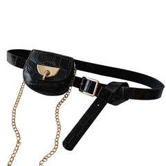 Women's Chain Waist Bag with PU Leather Belt and Wallet