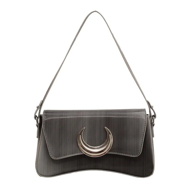 Women Leather Armpit Bag Chain Crossbody Handbag Arc Bag