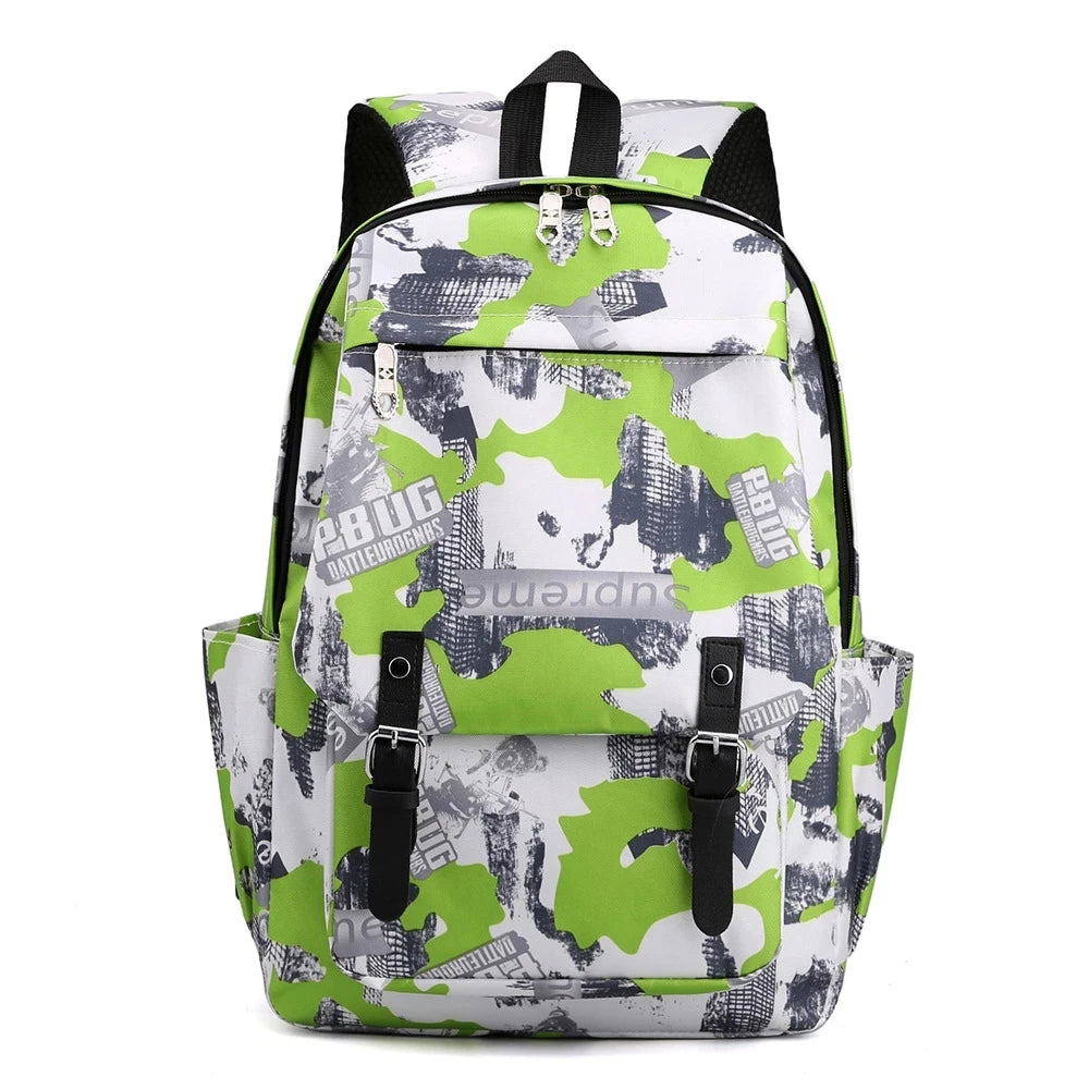 Camouflage Backpack for Teen Girls Boys Polyester Schoolbag