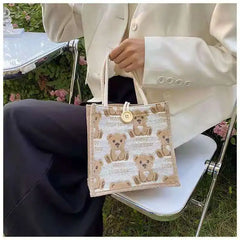 Small Fresh Japanese Linen Tote Bag for Student Lunch
