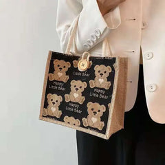 Small Fresh Japanese Linen Tote Bag for Student Lunch