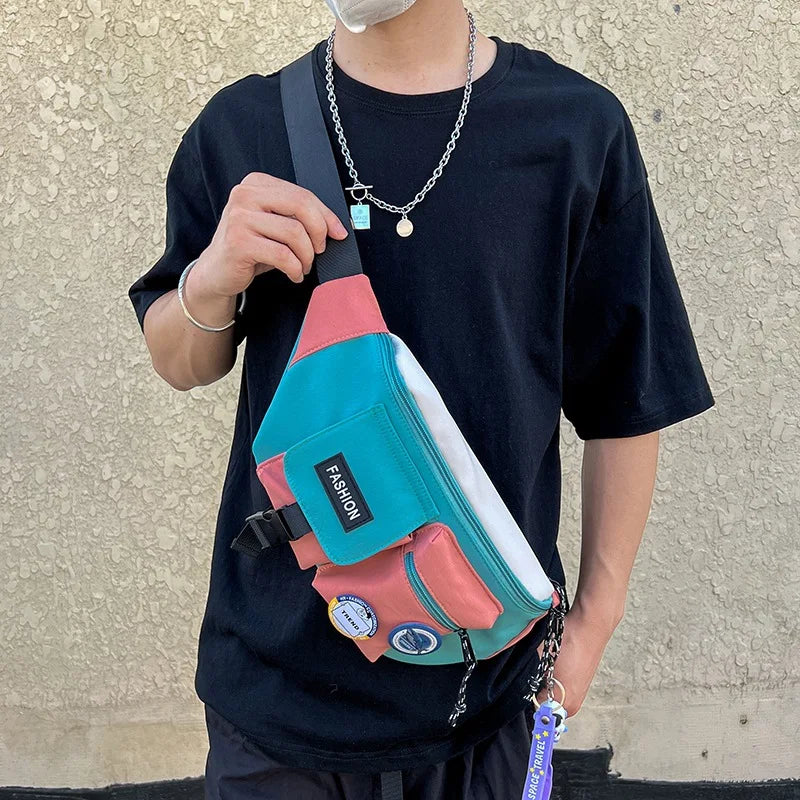 Unisex Retro Waist Pack Hong Kong Style Student Bag
