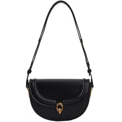 Brown Metal Buckle Shoulder Bag with Adjustable Strap