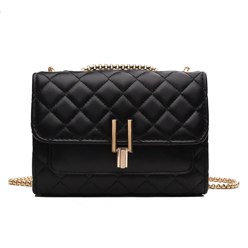 PU Leather Rhombus Chain Messenger Bag for Women