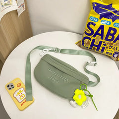 Japanese Flower Fanny Pack Purse PVC Crossbody Bag for Women Chain
