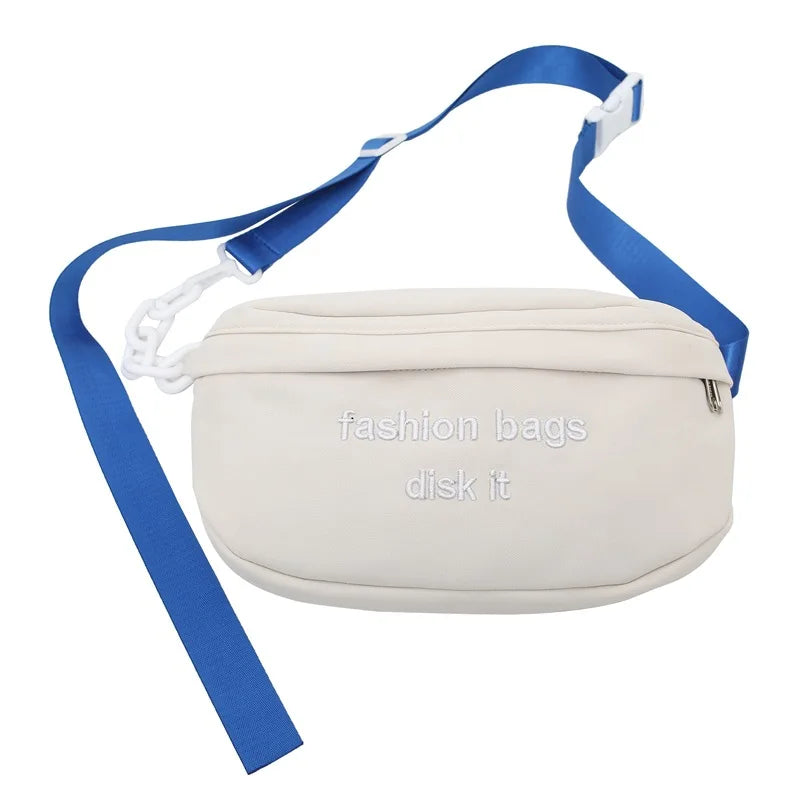Japanese Flower Fanny Pack Purse PVC Crossbody Bag for Women Chain
