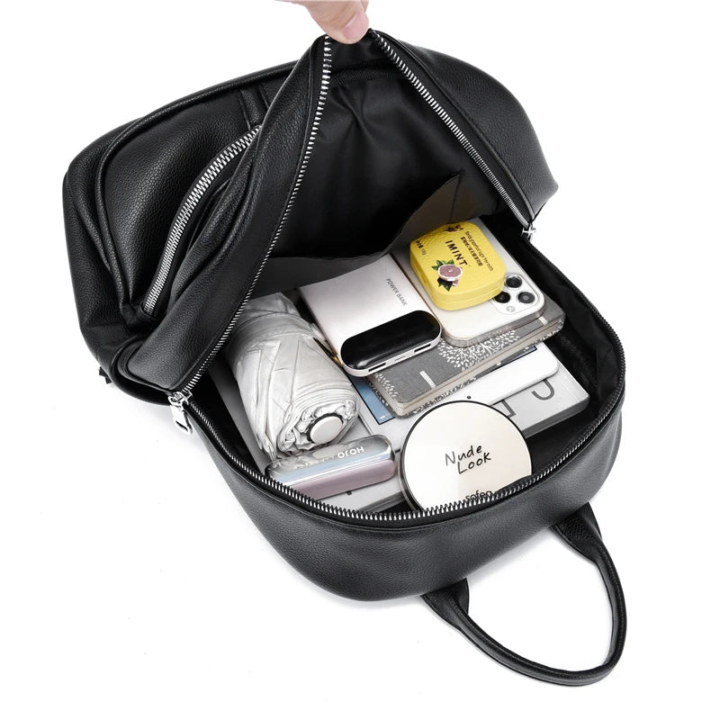 Retro PU Leather Women's Backpack with Large Capacity