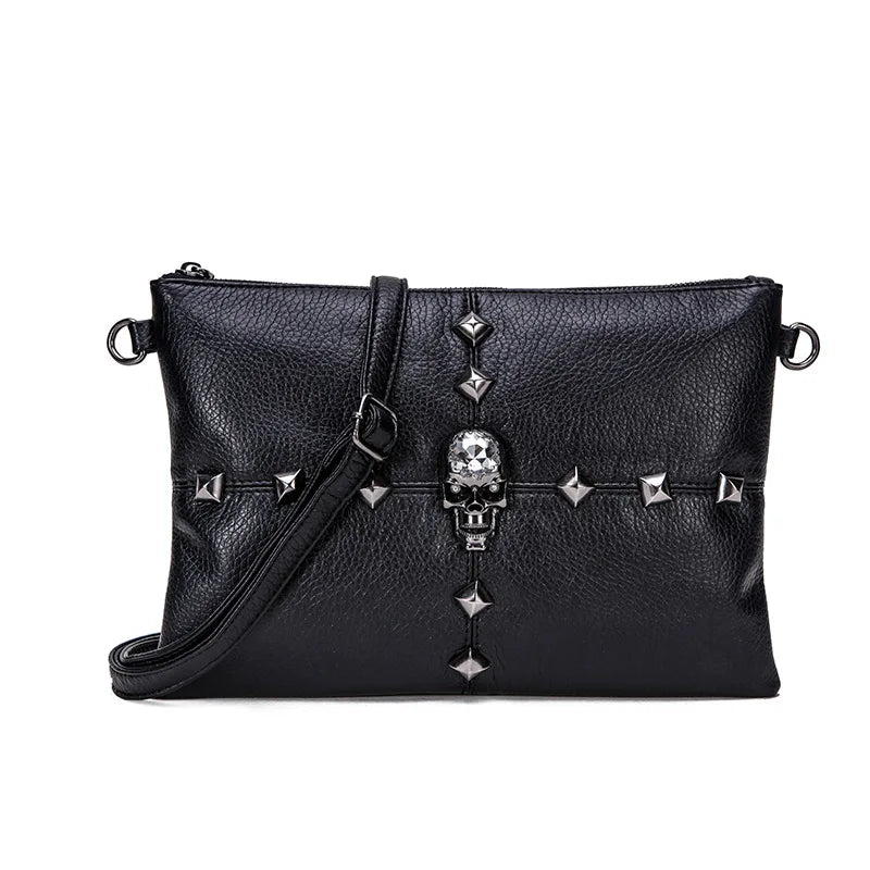 Skull Envelope Bag PU Leather Shoulder Clutch Large Capacity Casual Women's Bag