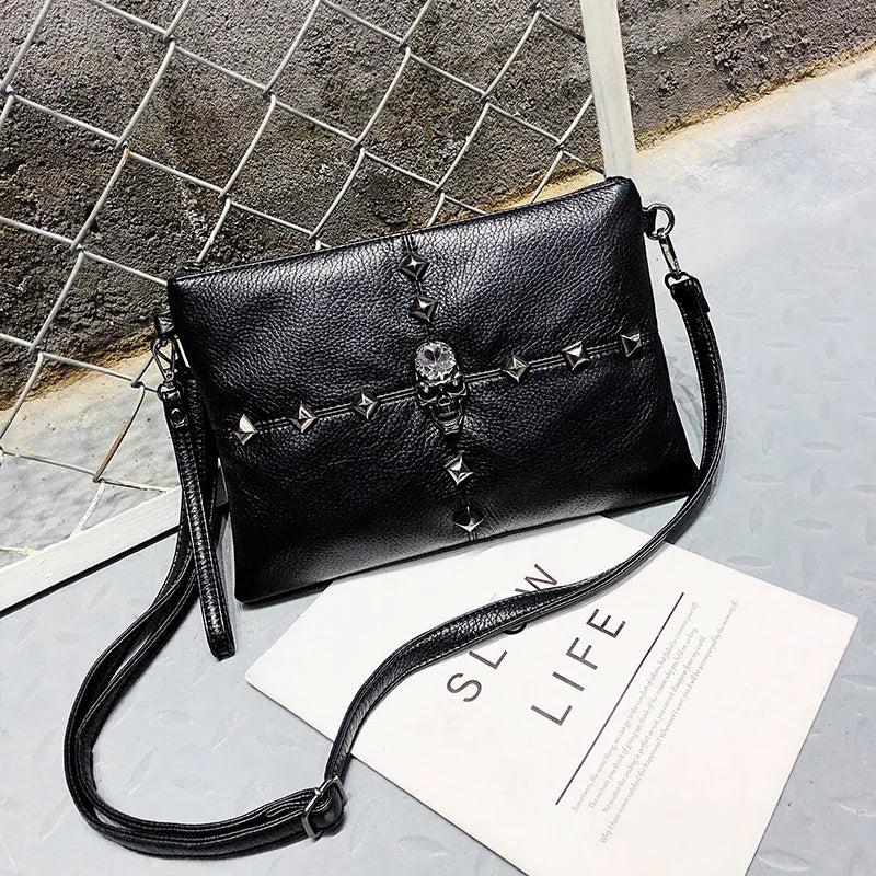 Skull Envelope Bag PU Leather Shoulder Clutch Large Capacity Casual Women's Bag