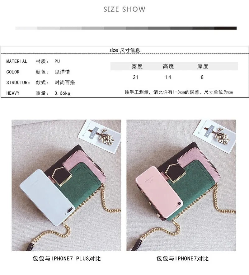 Women's PU Leather Chain Messenger Bag Small Square Shoulder Bag