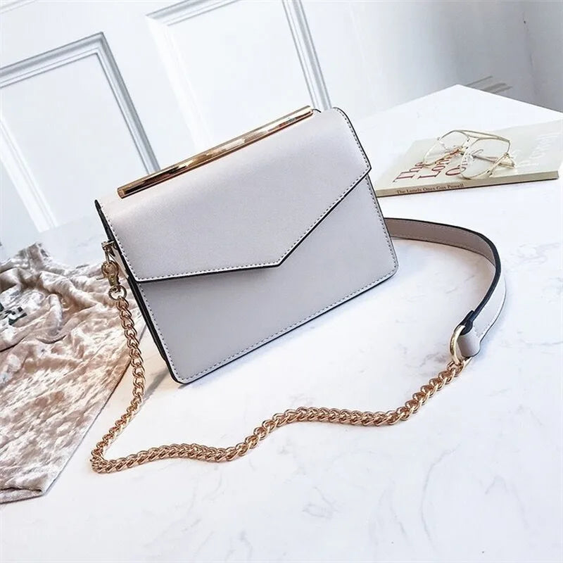 Women's Small Square Bag PU Leather Cross-body Chain Shoulder Bag