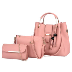 Women's PU Leather Shoulder Bag Set Large Capacity Bucket Bag
