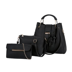 Women's PU Leather Shoulder Bag Set Large Capacity Bucket Bag