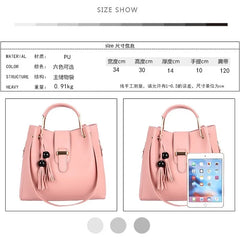 Women's PU Leather Shoulder Bag Set Large Capacity Bucket Bag
