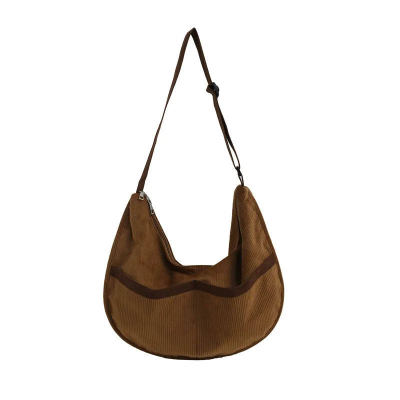 Retro Dumplings Bag Women's Shoulder Clutch Crossbody Corduroy Handbag